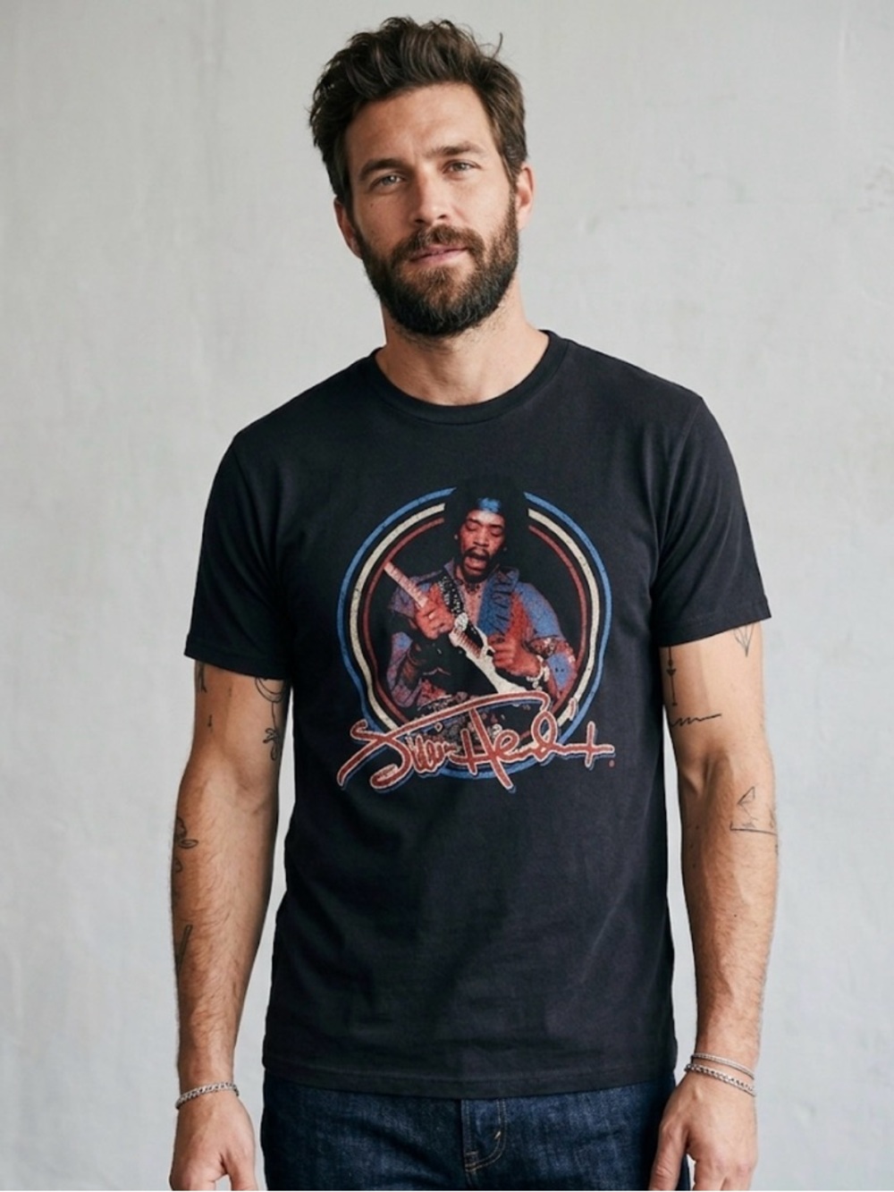 Jimi Hendrix Tour Graphic Tee, Men’s Large, Dark Gray